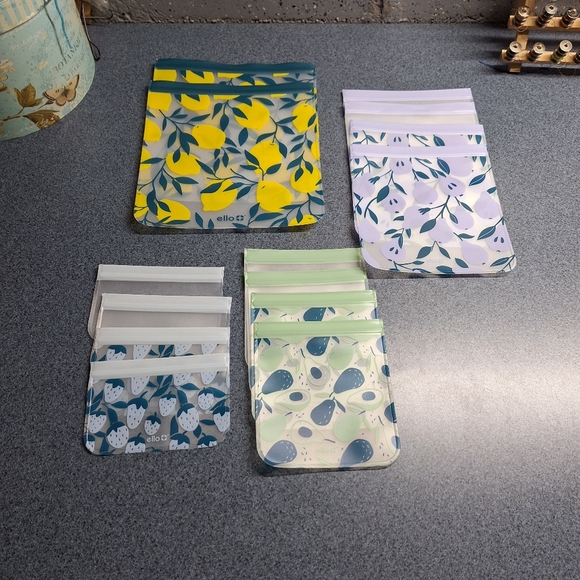 ELLO Reusable BPA Free Easy Zip Food Storage Bags, 14 Pieces NWOT - Picture 4 of 11